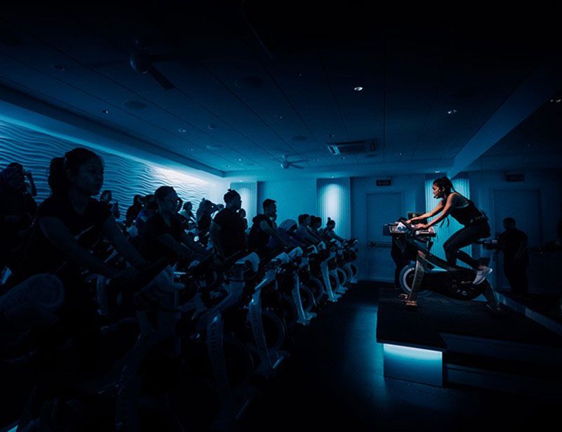 Indoor cycling class