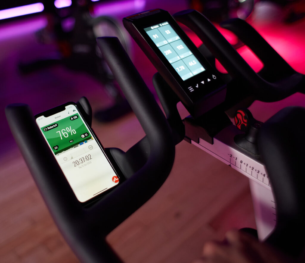 phone running indoor cycling apps